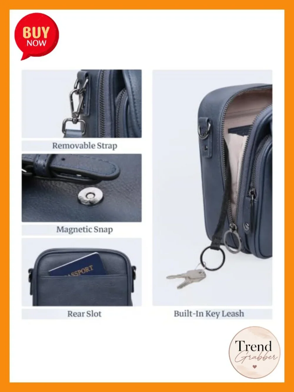Leather Small Anti Theft Crossbody Bag with RFID Blocking & Multiple Pockets